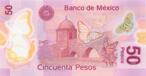 50 peso meksykańskich (tył)