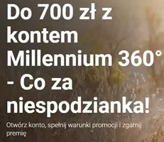 Rekordowe nagrody od Millennium: proste 700 zł gotówki za konto
