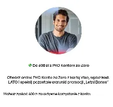 Promocja Konta za 0 w banku PKO BP – do 600 zł moneybacku za założenie konta + 300 zł za konto dla dziecka