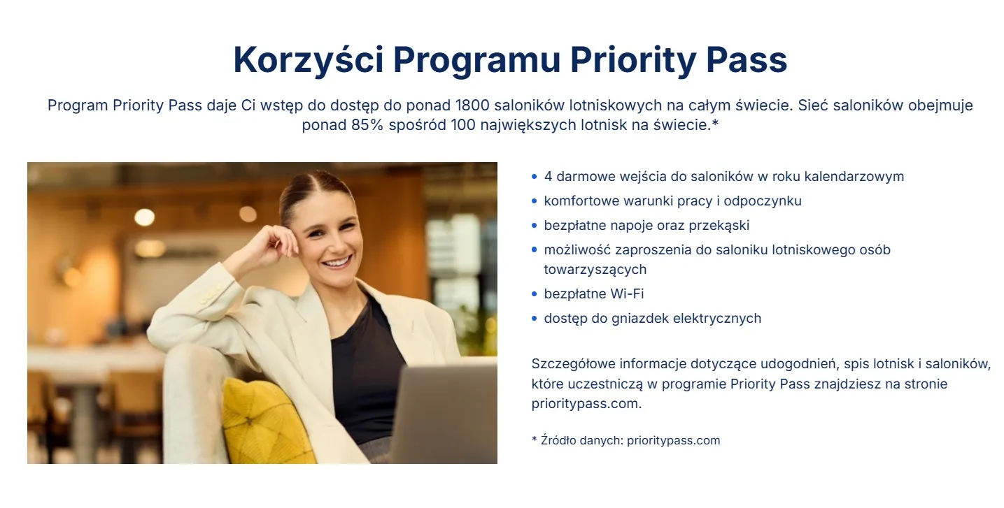 screen ze strony internetowej erste banku przedstawiający korzyści płynące z posiadania karty kredytowej visa platinum