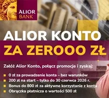 Alior Bank – Konto za Zero: do 1000 zł gotówki + obrączka płatnicza + 5% dla oszczędności