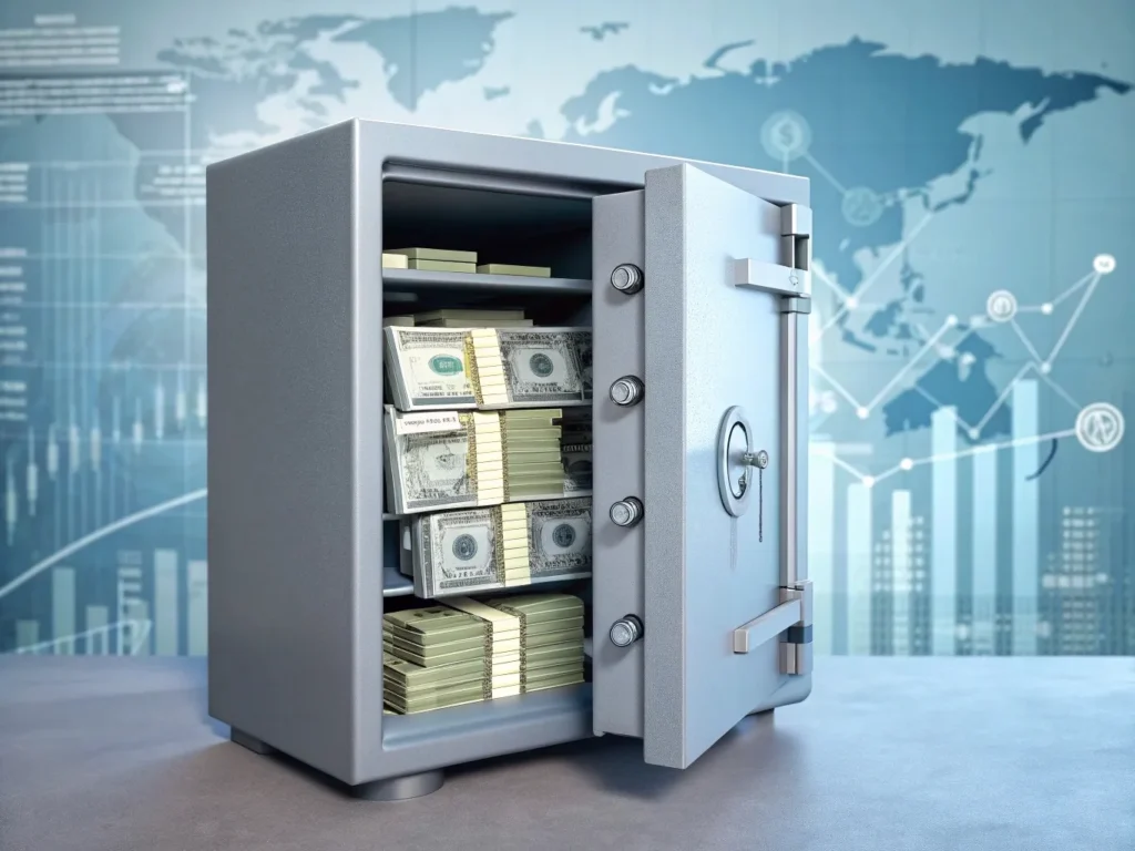 Porównanie gwarancji depozytów u brokerów Forex, sejf z pieniędzmi