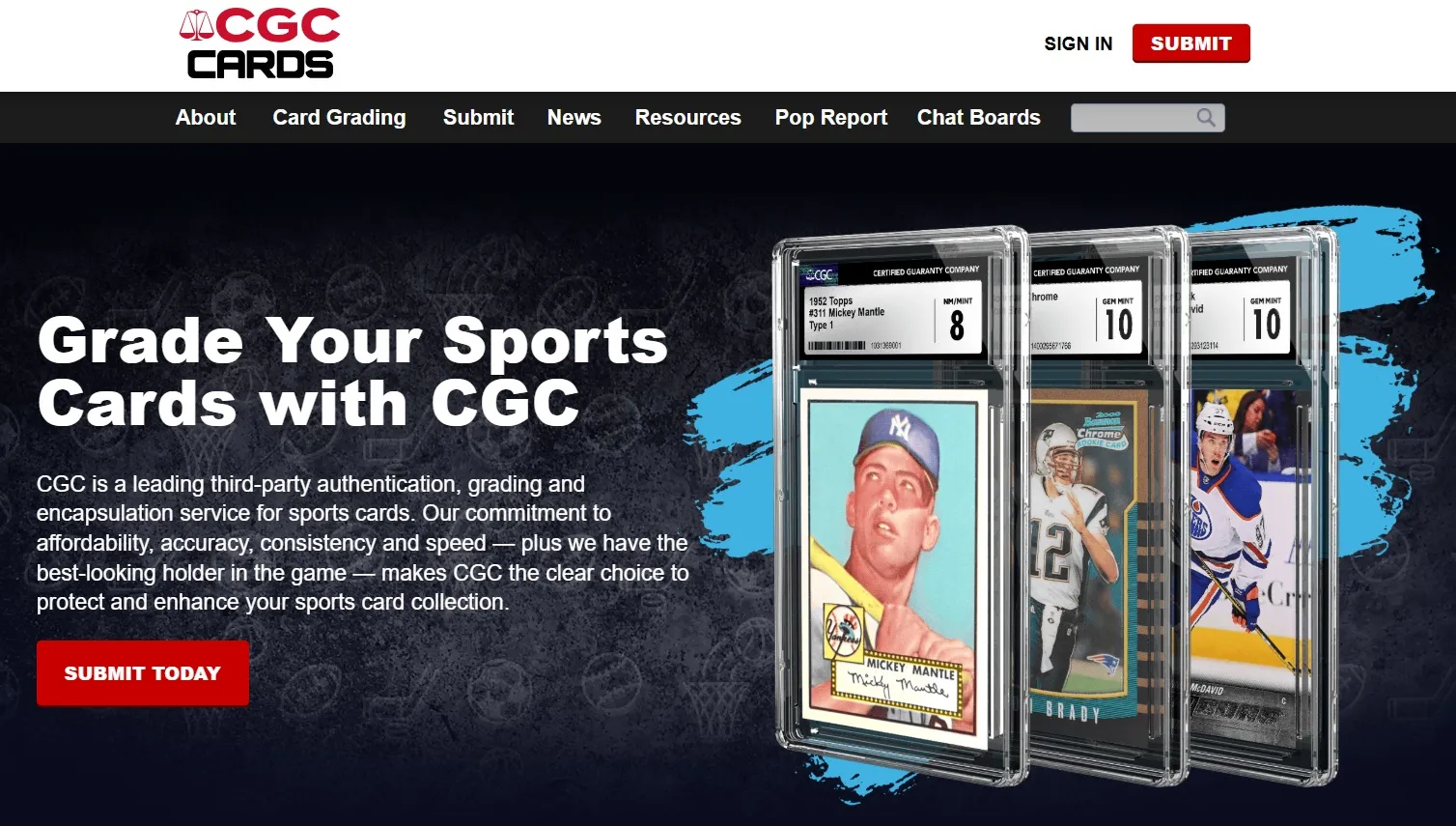 screen ze strony internetowej cgc zajmującej się gradingiem kart