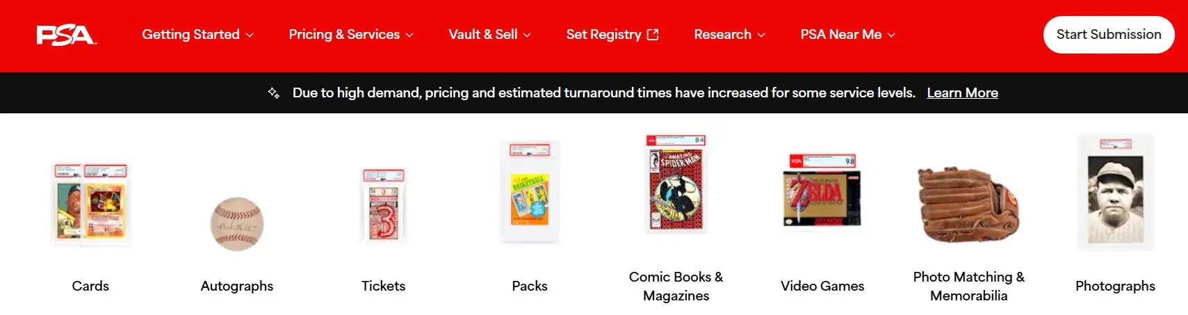 screen ze strony internetowej firmy gradingowej psa