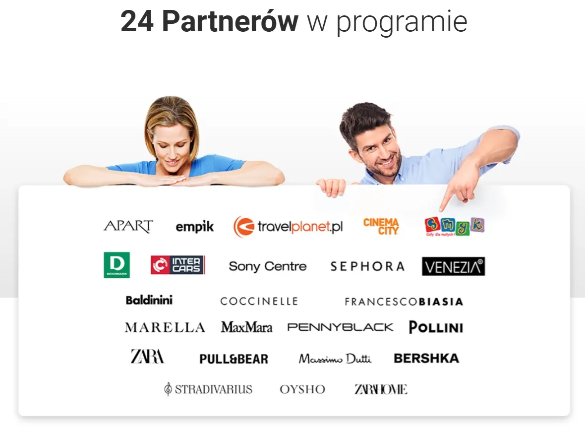 screen ze strony internetowej banku millennium na którym są wymienieni partnerzy, u których można robić zakupy kartą kredytową impresja i otrzymywać 5% cashbacku